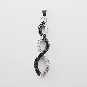 Black and Clear CZ Twist Pendant